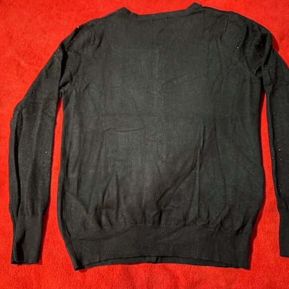 George Black Button-Up Cardigan Sweater Women’s Size L (12-14) Glitter Sleeves L - Picture 7 of 8
